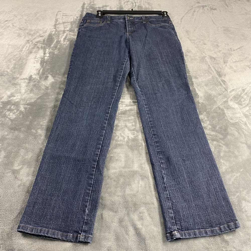 St Johns Bay Jeans Womens Size 10 Straight Leg Denim Blue Mid Rise Dark Wash